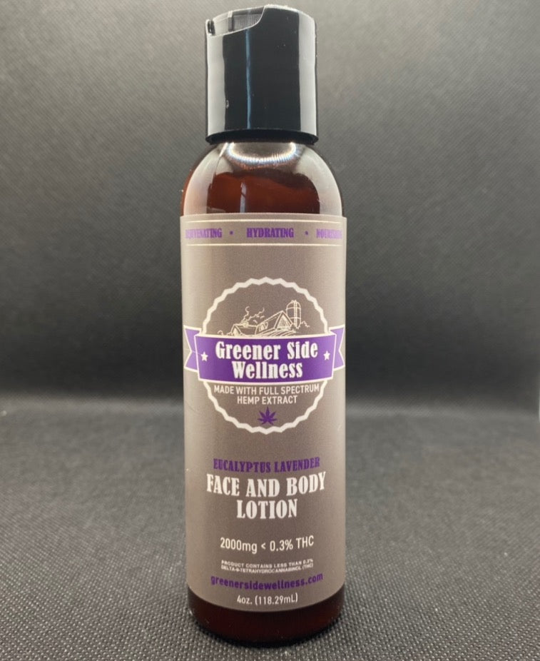 Eucalyptus Lavender 4oz Bottle CBD Face and Body Lotion 2000mg